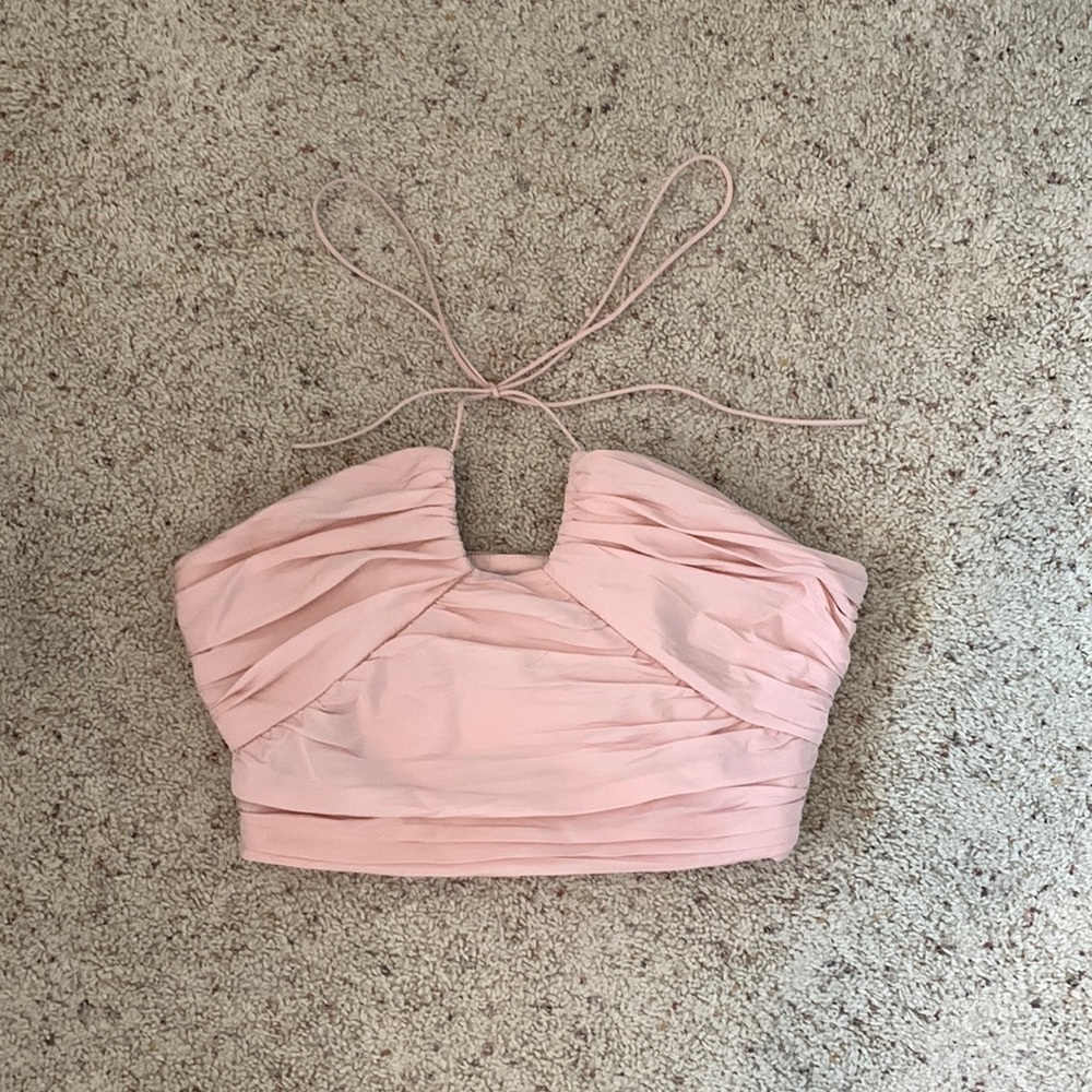 PINK ZARA BUSTIER CORSET CROP TOP